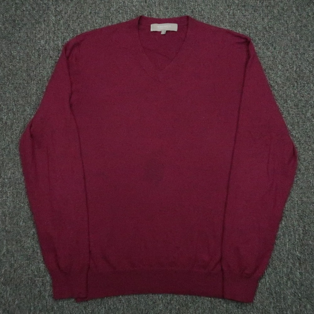 Neiman Marcus Sweater Mens Large Purple Red Silk Cashmere‎ V Neck *